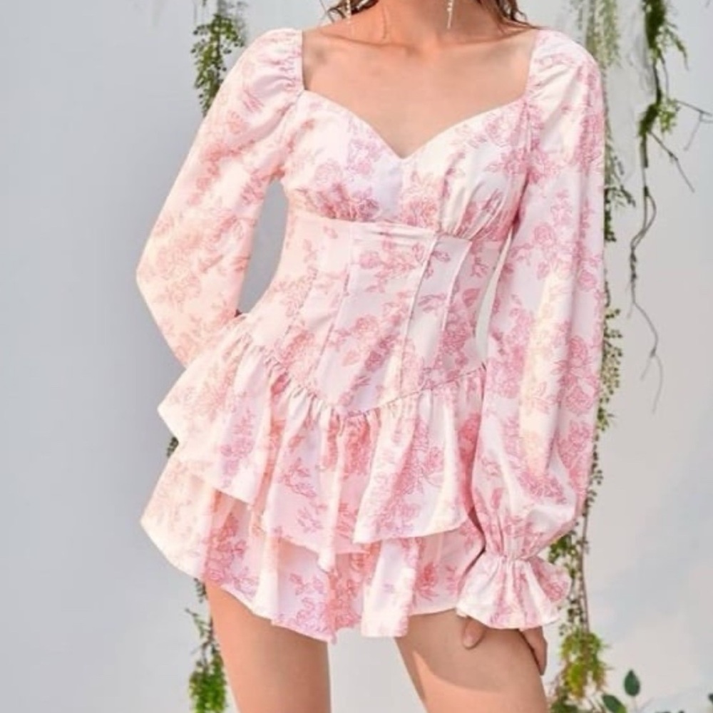 Romper gorgeous pink & white long sleeve S - Picture 1 of 12